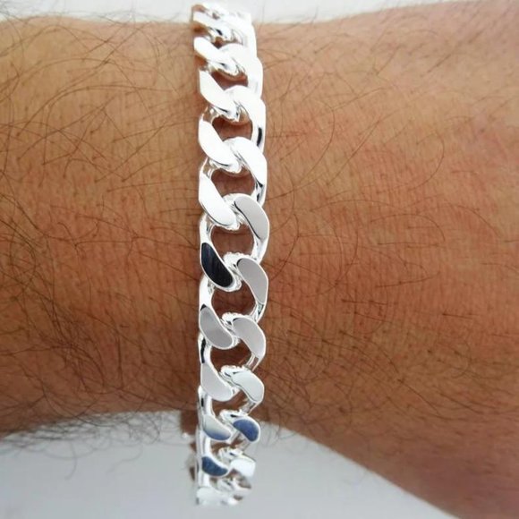 Other - Real Sterling Silver 9.3 mm Curb Bracelet, Top Quality, SOLID 925 Made in Italy